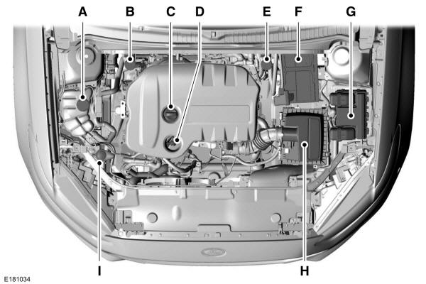 Vista geral debaixo do capot - 1.5L Duratorq-TDCi Diesel