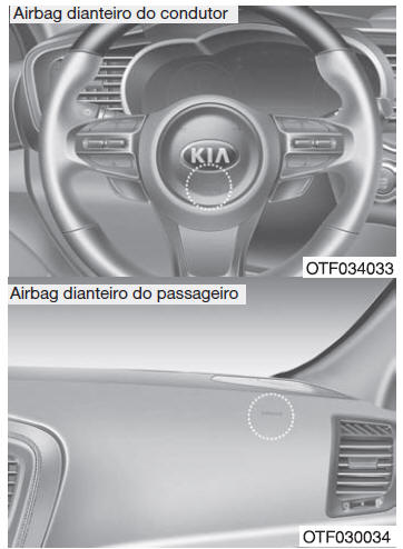 Airbag dianteiro do condutor e do passageiro (se instalado)