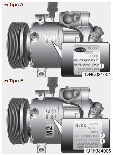 Etiqueta do compressor do ar condicionado