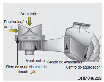 Filtro de ar do sistema de climatização (se instalado)